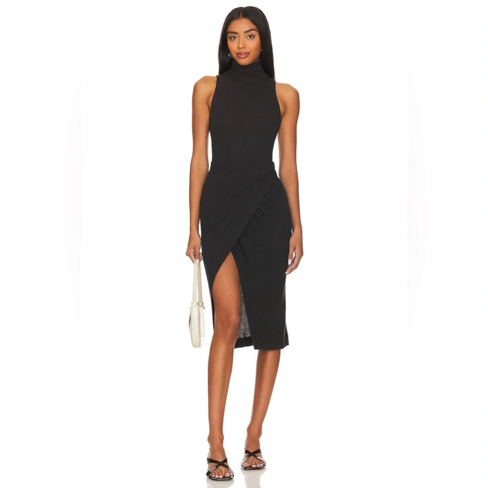 ENZA COSTA Cashmere Halter Turtleneck in Black
